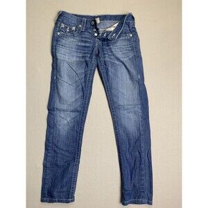 True Religion Jeans Womans Size 25 Blue Cameron Button Fly Flap Pocket Y2K USA